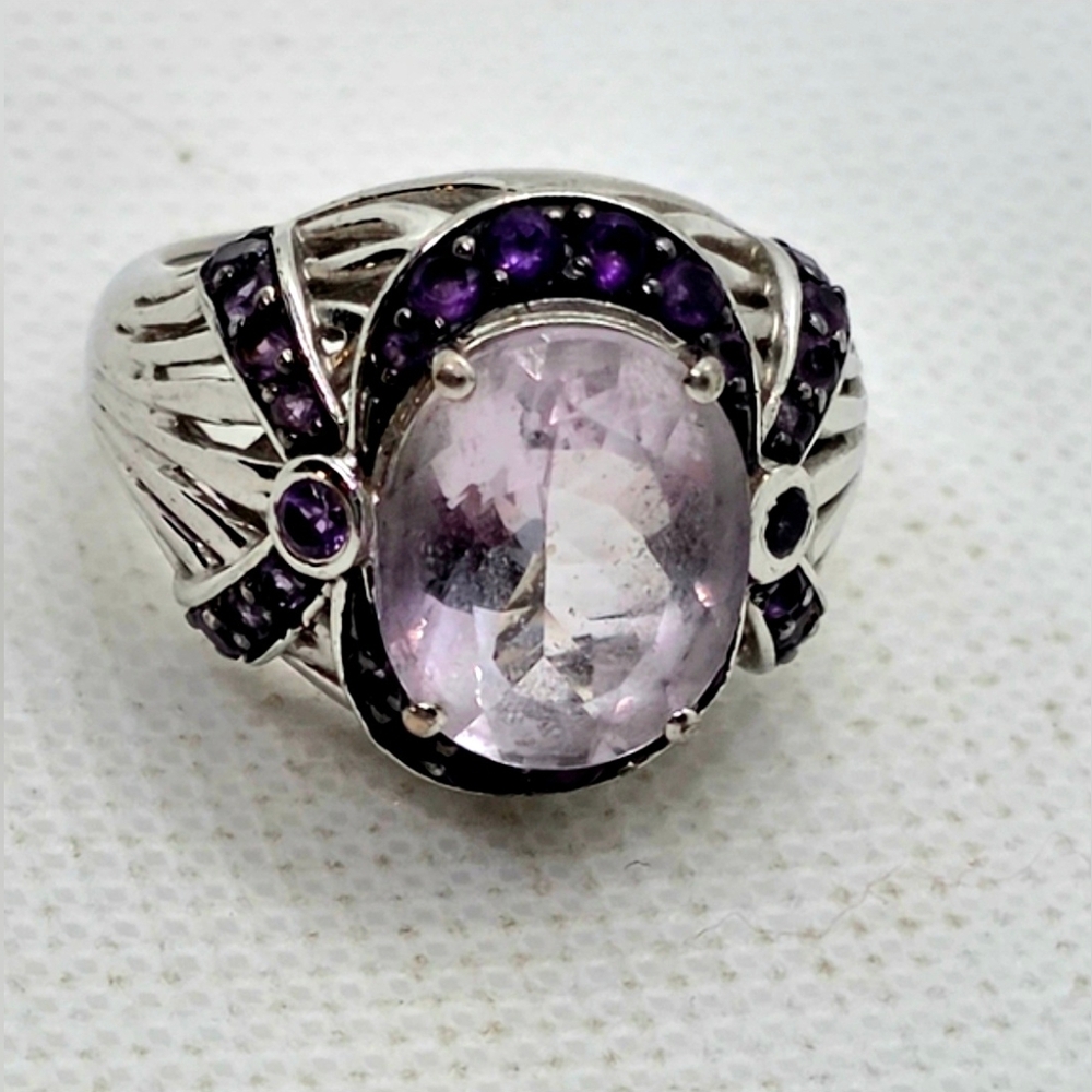 Victoria Wieck  Rose De France Amethyst & African Amethyst Art Deco Ring - Picture 4 of 12